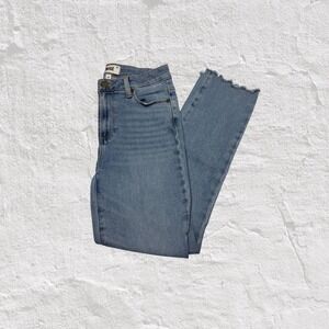 Paige Denim Womens Size 26 Straight Light Wash Crop Frayed Hem Jeans Casual